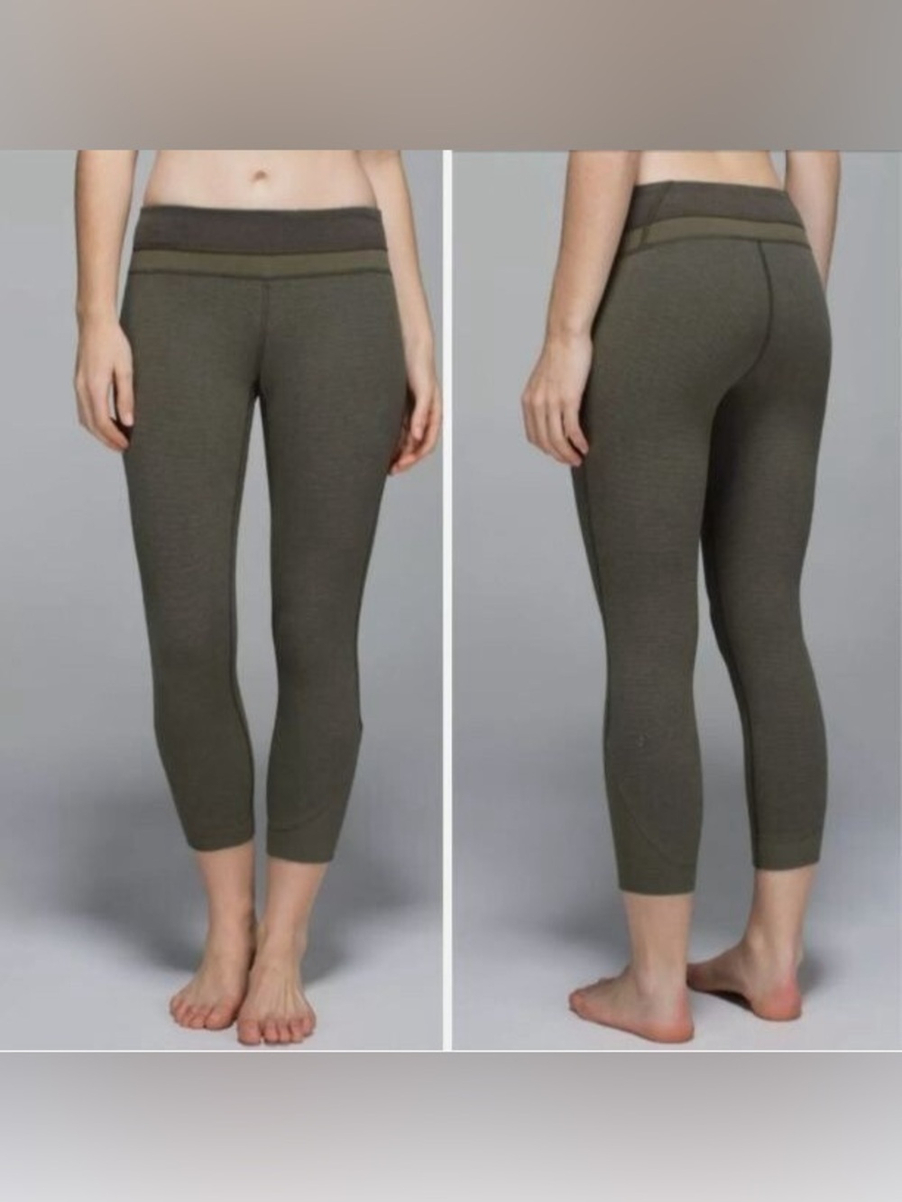 Lululemon Refine Crop Wee Stripe Heathered Fatigue Green Deep Camo Size 6